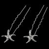 Silver Clear Rhinestone Starfish Bridal Wedding Hair Pin 2118 (Set of 2)