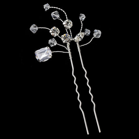 * Princess Shaped Crystal Bridal Wedding Hair Pin 28