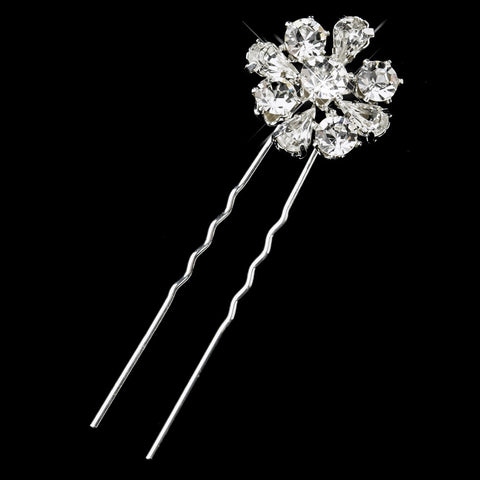 Silver Clear Rhinestone Bridal Wedding Hair Pin 3420