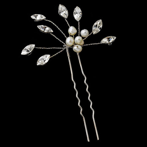 * Freshwater Pearl & Crystal Bridal Wedding Hair Pin 36
