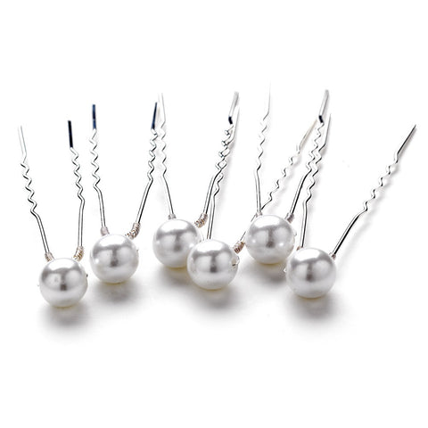 * Large Pearl Bridal Wedding Hair Pins 38 (Set of 6)