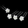 Ceramic Porcelain Floral Crystal Bridal Wedding Hair Pin 65 (Set of 6)