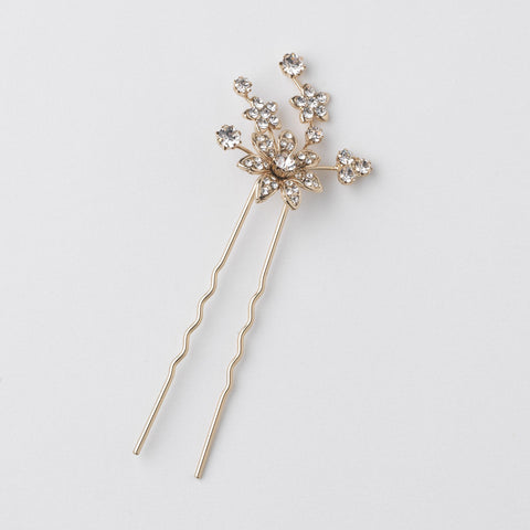 * Gold Clear Rhinestone Bridal Wedding Hair Pin 1742