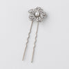 Rhodium Diamond White Pearl & Rhinestone Flower Bridal Wedding Hair Pin 47