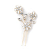Bridal Wedding White Enamel Flower Gold Hair Pin 5135