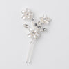Bridal Wedding White Enamel Flower Silver Hair Pin 5135