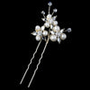 Light Gold Ivory Pearl & Rhinestone Bridal Wedding Hair Pin 1126