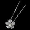 Rhodium Diamond White Flower Pearl Bridal Wedding Hair Pin 3422