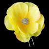 Light Yellow & Peach Flower Bridal Wedding Hair Pin with Rhinestone Accents