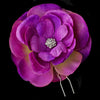 Purple Flower Bridal Wedding Hair Pin with Rhinestone & Pearl Accents
