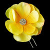 Light Yellow & Peach Flower Bridal Wedding Hair Pin with Rhinestone Accents