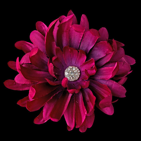 Purple Flower Bridal Wedding Hair Pin with Rhinestone Accents