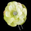Light Green & Peach Flower Bridal Wedding Hair Pin with Rhinestone Accents
