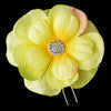 Light Yellow & Peach Flower Bridal Wedding Hair Pin with Rhinestone Accents