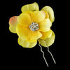Light Yellow & Peach Flower Bridal Wedding Hair Pin with Rhinestone Accents