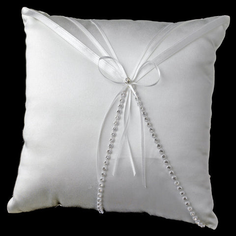 Bridal Wedding Ring Bearer Bridal Wedding Pillow Accented with Rhinestone & Ribbon RP 16