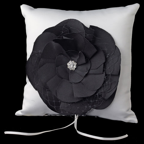 Black Flower Bridal Wedding Ring Pillow 804