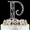 Roman Silver Plated Individual Letter Inital Crystal Bridal Wedding Cake Toppers