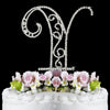 Roman Silver Plated Individual Letter Inital Crystal Bridal Wedding Cake Toppers