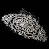 Silver Art Deco Floral Rhinestone Bridal Wedding Hair Comb