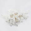 Diamond White Floral Lace & Tulle Bridal Wedding Hair Comb with Light Gold Accents