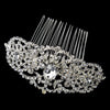 Silver Floral Leaf Rhinestone Bridal Wedding Hair Comb
