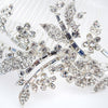 Silver Floral Leaf Rhinestone Bridal Wedding Hair Comb