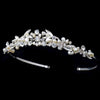 Silver Bridal Wedding Tiara Headpiece with Freshwater Pearls, Rhinestones & Swarovski Crystal Beads
