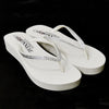 Sunshine ~ Low Heel Black Wedge Bridal Wedding Flip Flops with Crystal Straps
