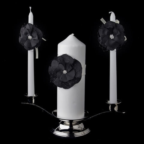 Black Flower Unity Candle Set 804