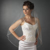 Single Layer Fingertip Length Bugle Beaded Edge Bridal Wedding Veil 1040 1F