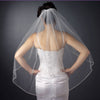 Single Layer Fingertip Length Bugle Beaded Edge Bridal Wedding Veil 1040 1F