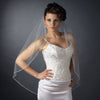Single Layer Fingertip Length Bugle Beaded Edge Bridal Wedding Veil 1040 1F