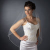 Single Layer Fingertip Length Bugle Beaded Edge Bridal Wedding Veil 1040 1F