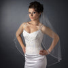 Single Layer Fingertip Length Bugle Beaded Edge Bridal Wedding Veil 1040 1F