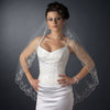 Single Layer Fingertip Length Scalloped Floral Embroidered Edge with Pearls, Bugle Beads & Sequins Bridal Wedding Veil 1041 1F