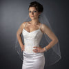 Single Layer Fingertip Length Rhinestone Edge Bridal Wedding Veil 1043 1F