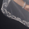 Single Layer Fingertip Length Embroidered Floral Leaves with Sequins Bridal Wedding Veil 1045 1F
