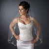 Single Layer Fingertip Length Scalloped Floral Embroidered Edge with Bugle Beads & Sequins Bridal Wedding Veil 1046 1F