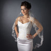 Single Layer Fingertip Length Scalloped Floral Embroidered Edge with Bugle Beads & Sequins Bridal Wedding Veil 1049 1F