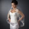 Single Layer Fingertip Length Scalloped Floral Embroidered Edge with Bugle Beads & Sequins Bridal Wedding Veil 1049 1F