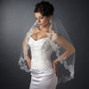 Single Layer Fingertip Length Scalloped Floral Embroidered Edge with Bugle Beads & Sequins Bridal Wedding Veil 1049 1F