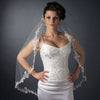 Single Layer Fingertip Length Scalloped Floral Embroidered Edge with Pearls & Bugle Beads Bridal Wedding Veil 1050 1F