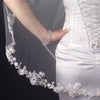 Single Layer Fingertip Length Scalloped Floral Embroidered Edge with Pearls & Bugle Beads Bridal Wedding Veil 1050 1F