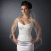 Single Layer Fingertip Length Embroidered Floral Bugle Beaded Edge Bridal Wedding Veil 1051 1F