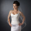 Single Layer Fingertip Length Embroidered Floral Bugle Beaded Edge Bridal Wedding Veil 1051 1F