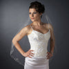 Single Layer Fingertip Length Swirl Edge with Rhinestones Bridal Wedding Veil 1052 1F