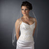 Single Layer Fingertip Length Swirl Edge with Rhinestones Bridal Wedding Veil 1052 1F