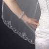 Single Layer Fingertip Length Swirl Edge with Rhinestones Bridal Wedding Veil 1052 1F