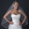 Single Layer Fingertip Length Bridal Wedding Veil with Beaded Edge